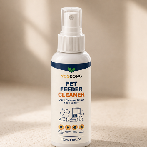100 ml pet feeder cleaner spray bottle on a warm neutral background